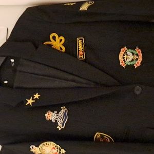 Woman Black blazer with patchwork detail.